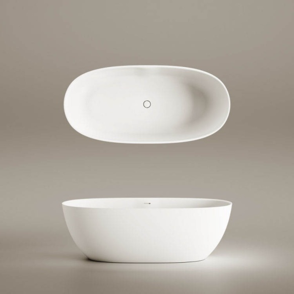 kivimassist vann Bella, peidetud sifoon/ülevooluga, läikiv valge