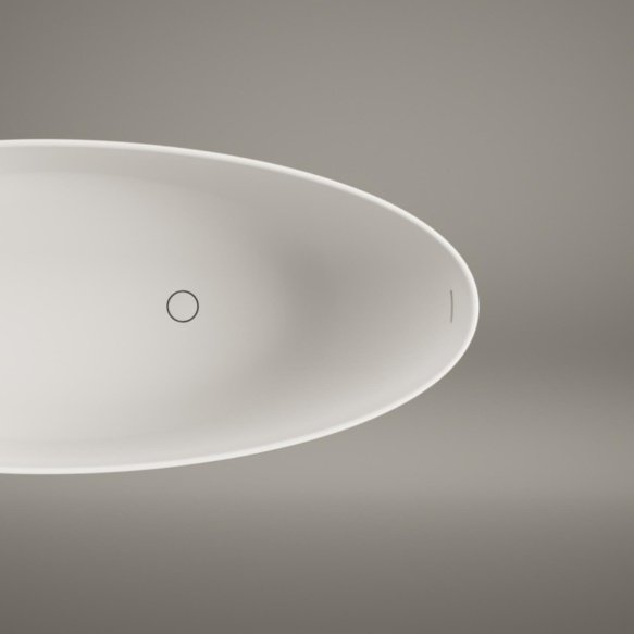 Silkstone kivimassist vann Bella OVO, peidetud sifoon/ülevooluga, matt valge