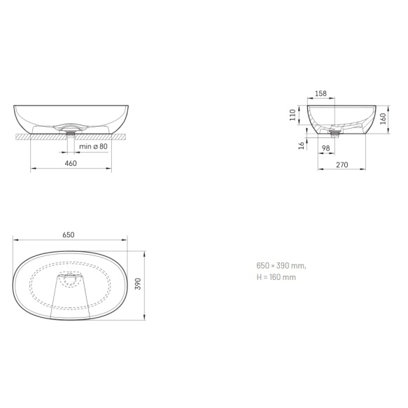 silkstone valamu Bella, tööpinnale, matt grafiit