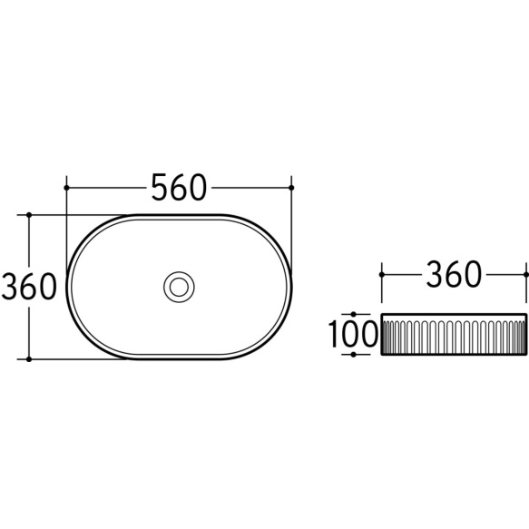 valamu tööpinnale Beyond 560x360x100 mm, matt must