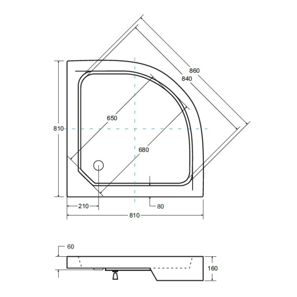 kumer dušialus, 80x80x16, must