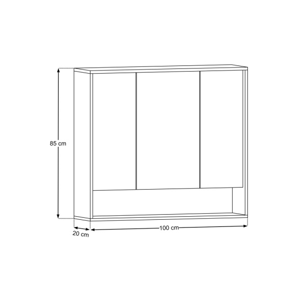 peegelkapp Daphne 100 cm, 3 ust
