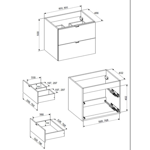 valamukapp Dalia Cashmere, 2 sahtlit, 80x46x50 cm