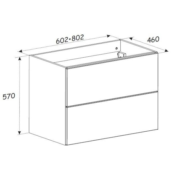 valamukapp Nybro, 80x46x57 cm, 2 sahtlit