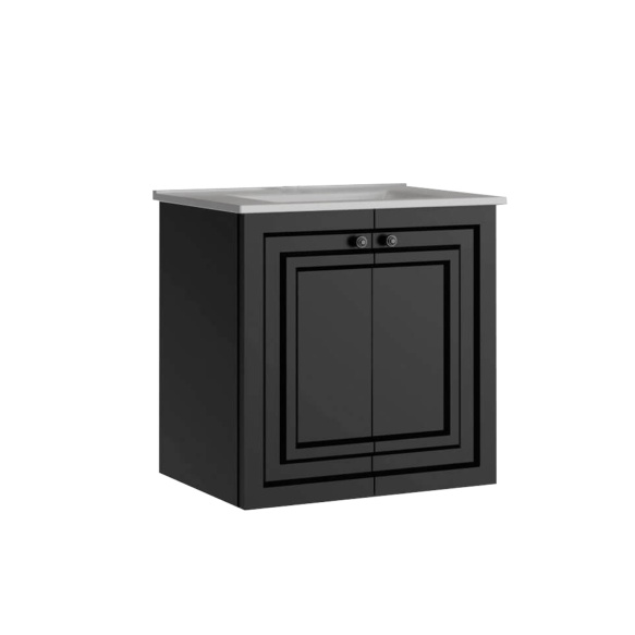 Kayra ustega valamukapp 60 cm, antratsiit + valamu SU060