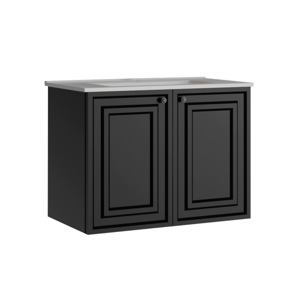 Kayra ustega valamukapp 80 cm, antratsiit + valamu SU080