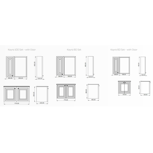 Kayra ustega valamukapp 80 cm valge + valamu SU080