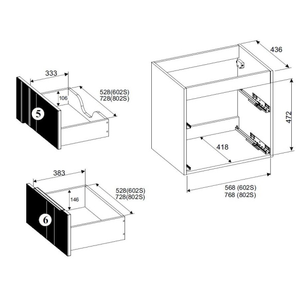 valamukapp Scandic, 60x46x57 cm, 2 sahtlit