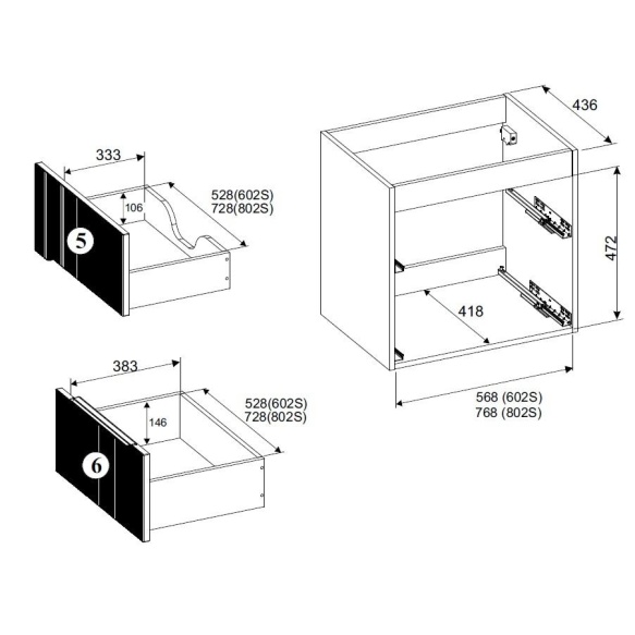 valamukapp Scandic, 80x46x57 cm, 2 sahtlit