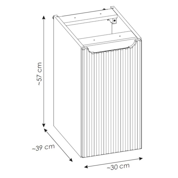 alumine küljekapp Nova 30x39x57 cm, matt must