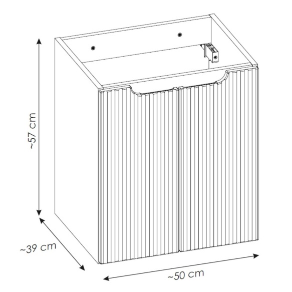 valamukapp Nova 50x39x57 cm, matt valge, 2 ust