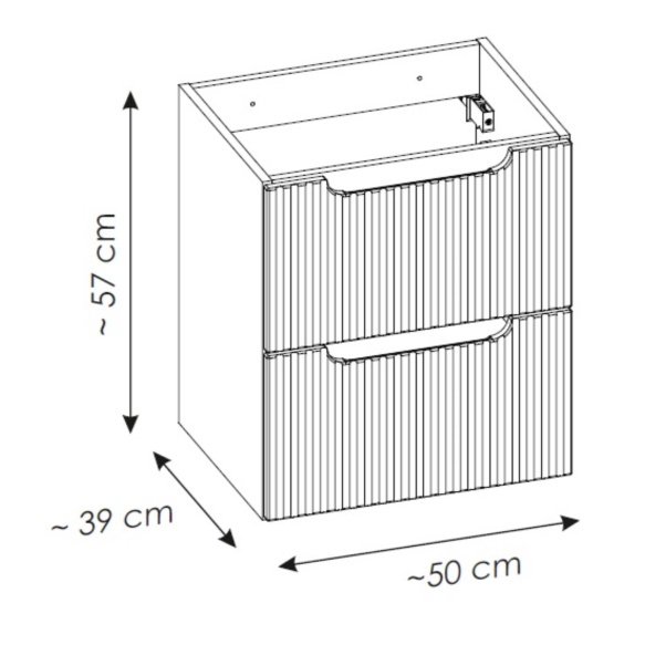 valamukapp Nova 50x39x57 cm, matt must, 2 sahtlit