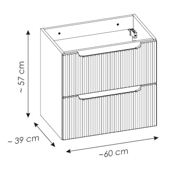 valamukapp Nova 60x39x57 cm, matt must, 2 sahtlit
