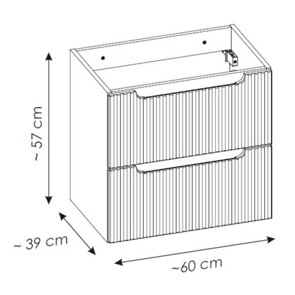 valamukapp Nova 60x39x57 cm, tamm, 2 sahtlit