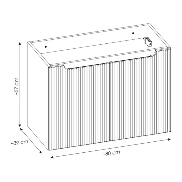 valamukapp Nova 80x39x57 cm, matt must, 2 ust