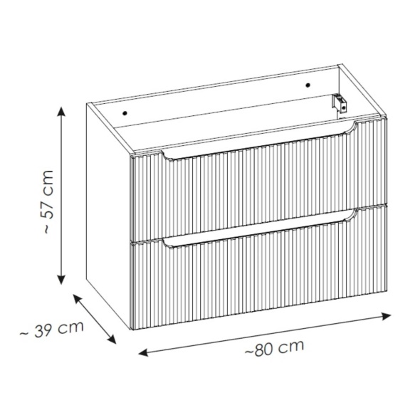 valamukapp Nova 80x39x57 cm, matt must, 2 sahtlit