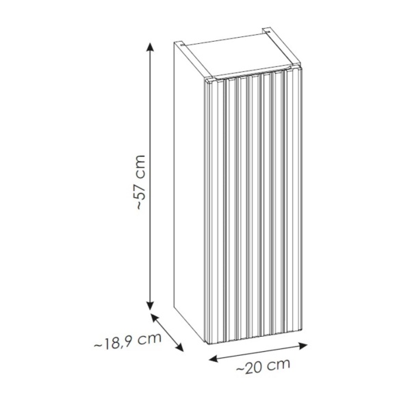 ülemine kapp Nova 20x19x57 cm, tamm