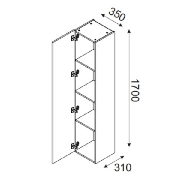 kõrge kapp Waves Black 1 uks