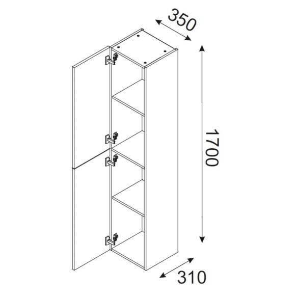 kõrge kapp Waves Black 2 ust