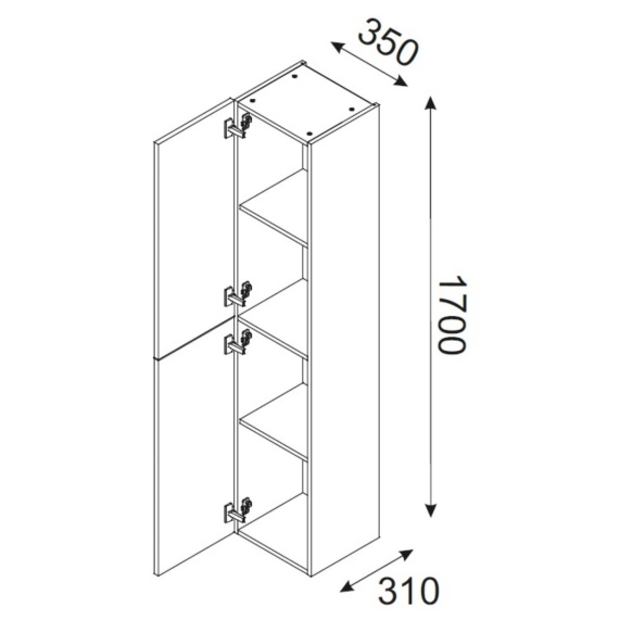 kõrge kapp Waves Beige 2 ust