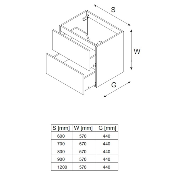 valamukapp Waves Black  120 cm 2 sahtlit