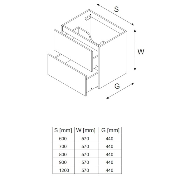 valamukapp Waves Beige  90 cm 2 sahtlit