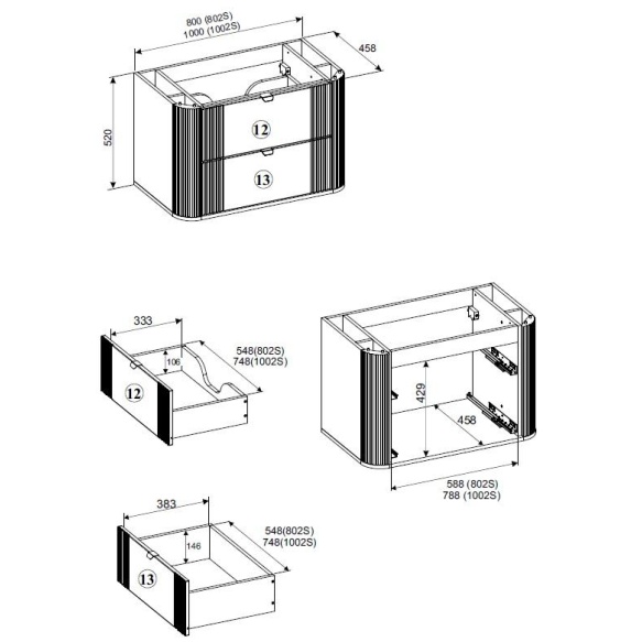 valamukapp Falun, 80x46x52 cm, 2 sahtlit