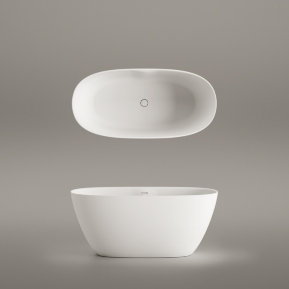 Silkstone kivimassist vann Perla 145, peidetud sifoon/ülevooluga, matt valge