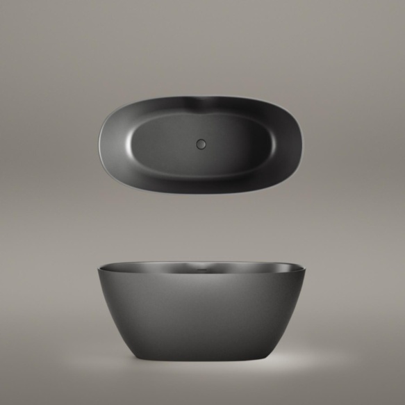 Silkstone kivimassist vann Perla 145, peidetud sifoon/ülevooluga, matt grafiit