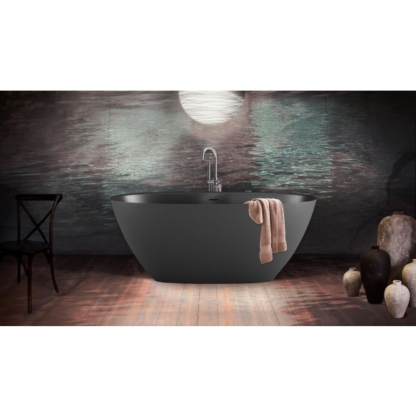 Silkstone kivimassist vann Perla 145, peidetud sifoon/ülevooluga, matt grafiit