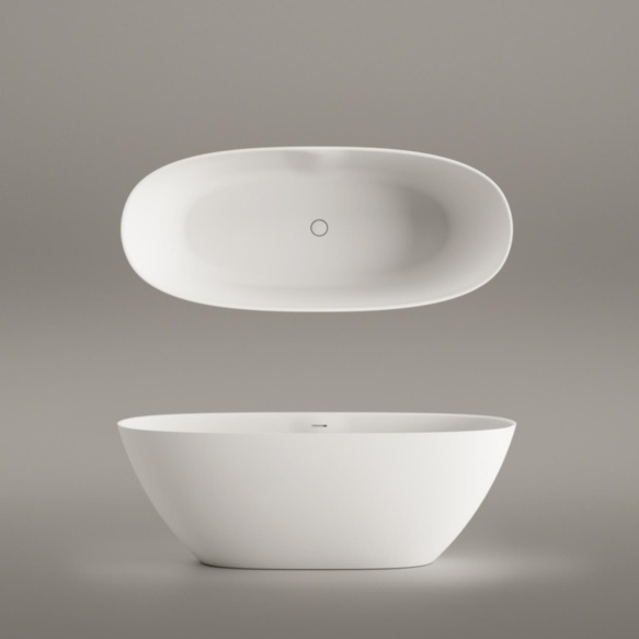 Silkstone kivimassist vann Perla 175, peidetud sifoon/ülevooluga, matt valge