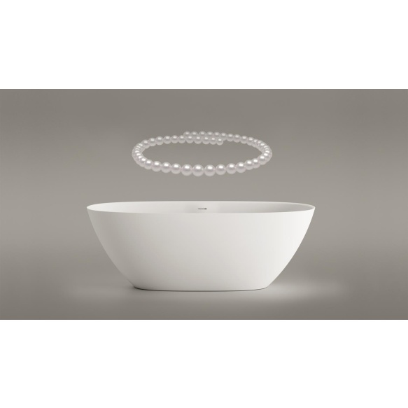 Silkstone kivimassist vann Perla 175, peidetud sifoon/ülevooluga, matt valge