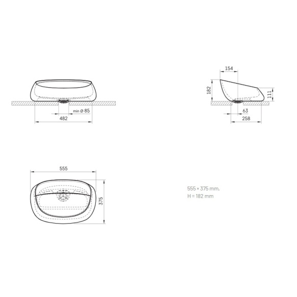 silkstone valamu Pointe tööpinnale, matt caffe latte