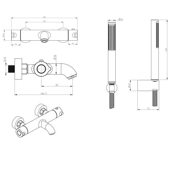 termostaat vannisegisti dušikomplektiga Cherry, harjatud teras