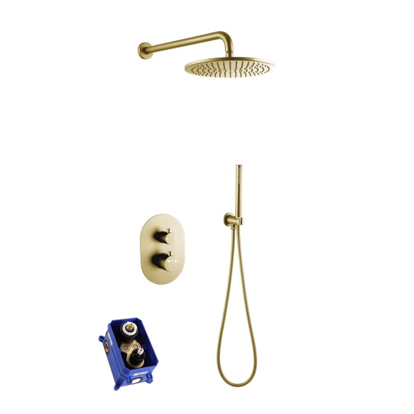 süvistatav termostaat vihmadušikomplekt Cherry, harjatud kuld