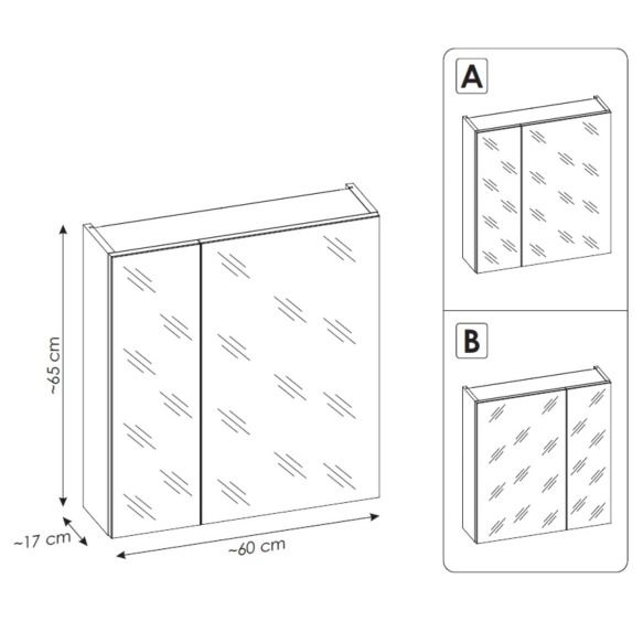 Peeglikapp Santa Cruz 65x60x17 cm, matt must
