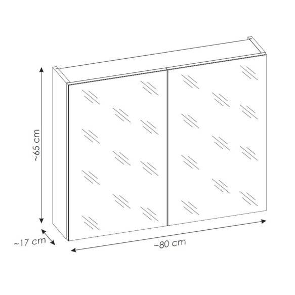Peeglikapp Santa Cruz 65x80x17 cm, matt must