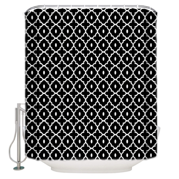 tekstiili suihkuverho Spades 183x200 cm + suihkuverhon rengassetti