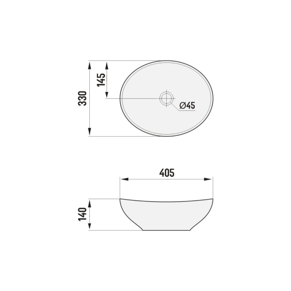 valamu tööpinnale Ornella 41x33x14 cm, matt must