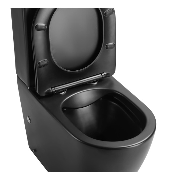 rimless wc kompakt Pacho, universaalne trapp, 2-süsteemne + soft close iste, matt must