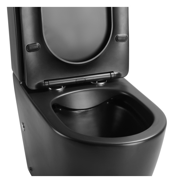 rimless wc kompakt Pacho, universaalne trapp, 2-süsteemne + soft close iste, matt must