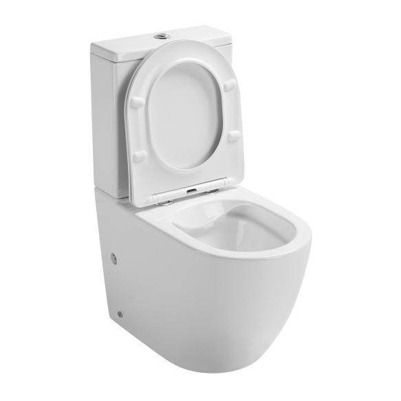 rimless wc kompakt Pacho, universaalne trapp, 2-süsteemne + soft close iste, valge