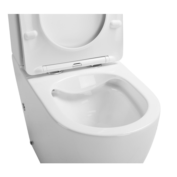 rimless wc kompakt Pacho, universaalne trapp, 2-süsteemne + soft close iste, valge