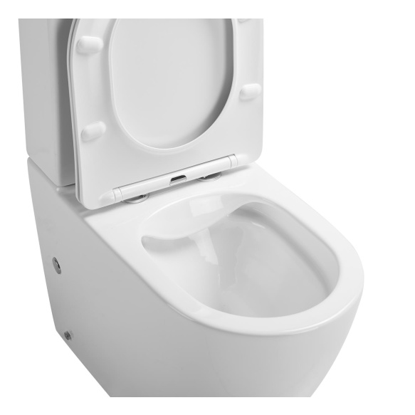 rimless wc kompakt Pacho, universaalne trapp, 2-süsteemne + soft close iste, valge
