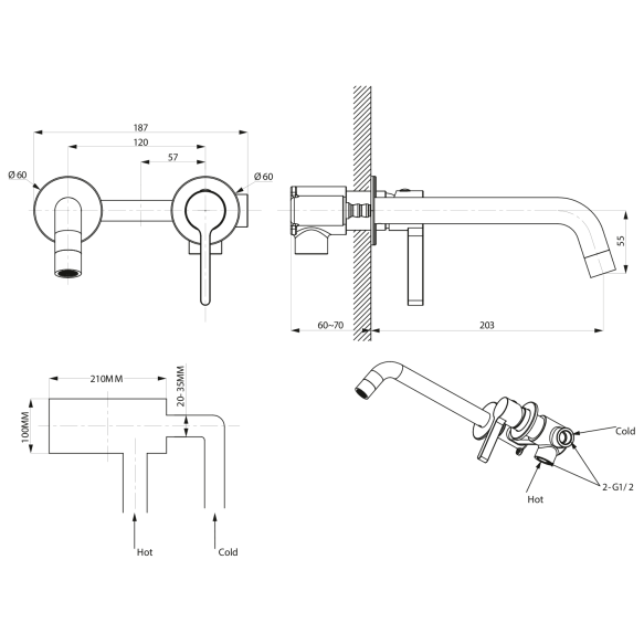 süvistatav valamusegisti Iconic, harjatud kuld