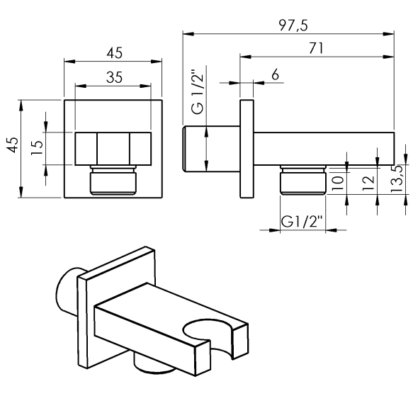 kandiline käsidušihoidja / vee väljavõtt, kroom