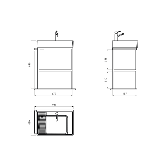 valamukonsool Arya 680x850x450 mm, must
