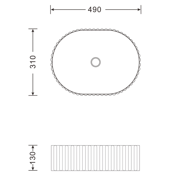malja-allas PICOBELLO 60x34 cm, valkoinen