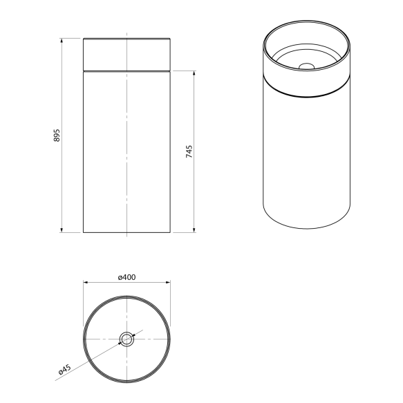 eraldiseisev valamu OASIS 40x89cm,  valge/concrete pearl grey