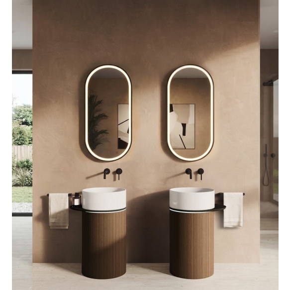 eraldiseisev valamu riiuliga OASIS 40x89x52cm,  valge/concrete pearl grey